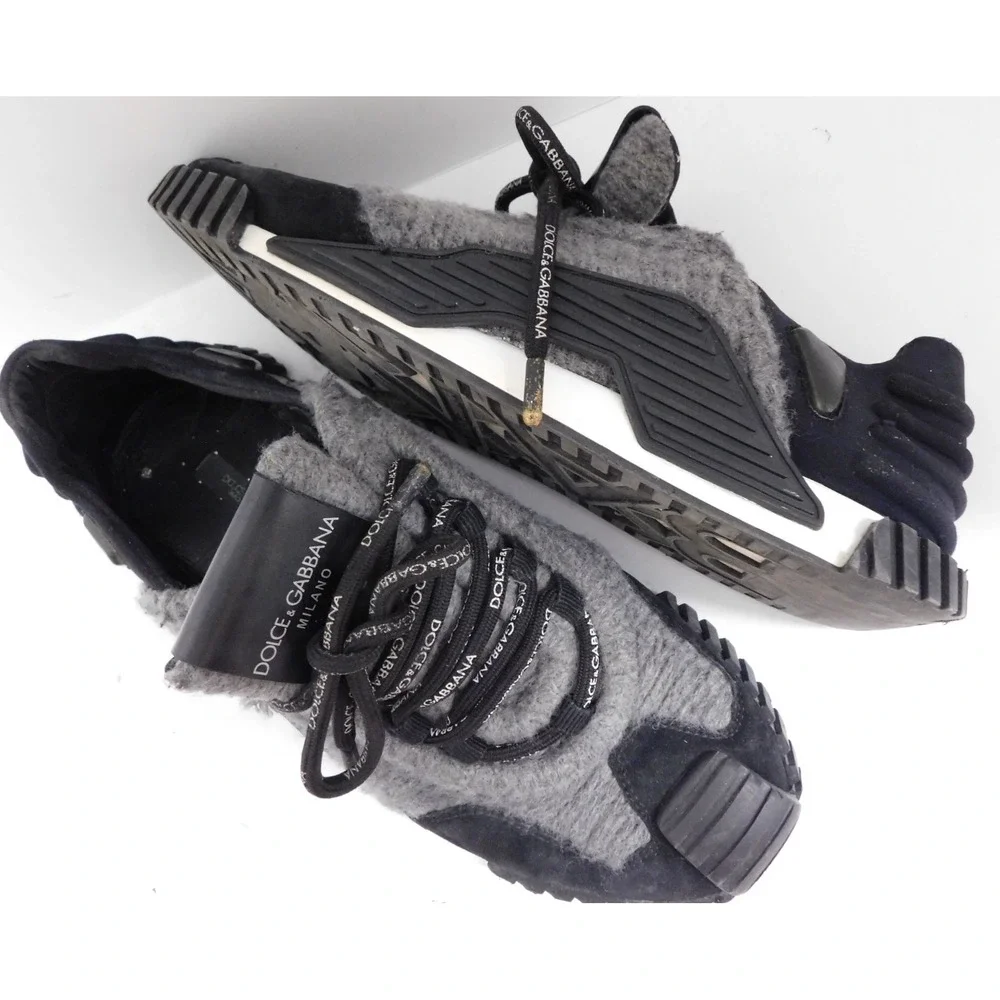 Dolce & Gabbana NS1 Low Top Sneakers  Mixed Materials Gray Black sz 43 AUTHENTIC